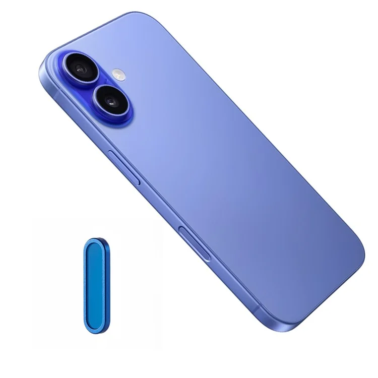Tapa de botón de cámara de metal para iPhone 16 / 16 Plus / 16 Pro / 16 Pro Max Protector de botón de cámara con espaciado ajustable - Azul