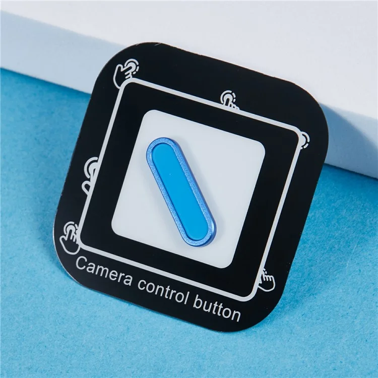 Tapa de botón de cámara de metal para iPhone 16 / 16 Plus / 16 Pro / 16 Pro Max Protector de botón de cámara con espaciado ajustable - Azul