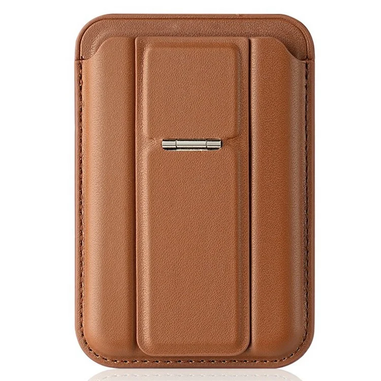 Kompatibel mit MagSafe Leder-Magnetkartenhalter mit Ständer-Kombination, mehrere Kartenschlitze für iPhone-Serie - Braun
