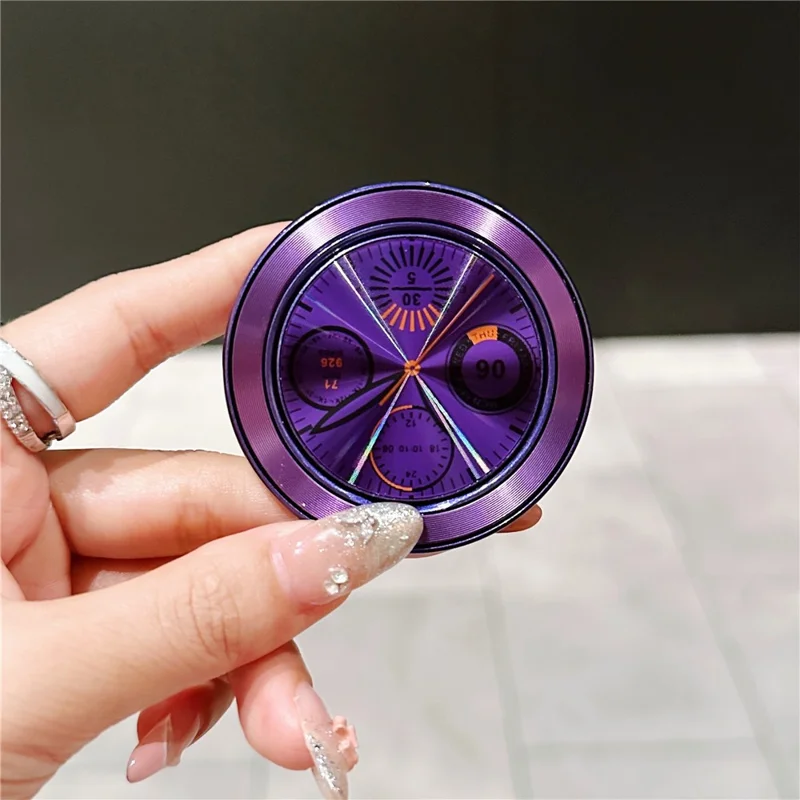 Foldable Ring Holder Magnetic Phone Stand with Adhesive for Home / Office - Dark Purple