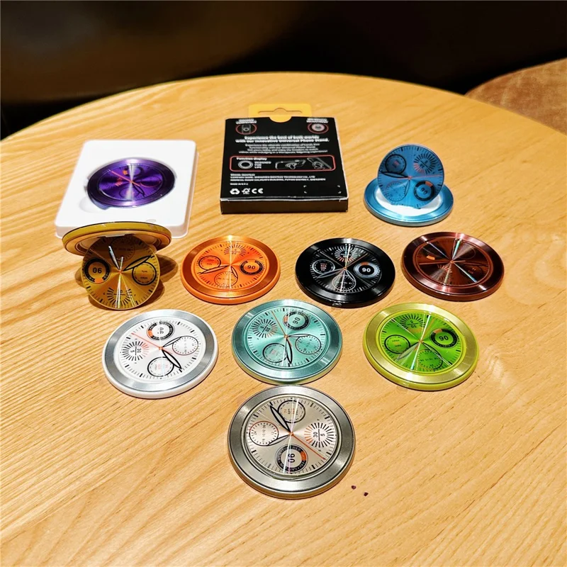 Foldable Ring Holder Magnetic Phone Stand with Adhesive for Home / Office - Dark Purple