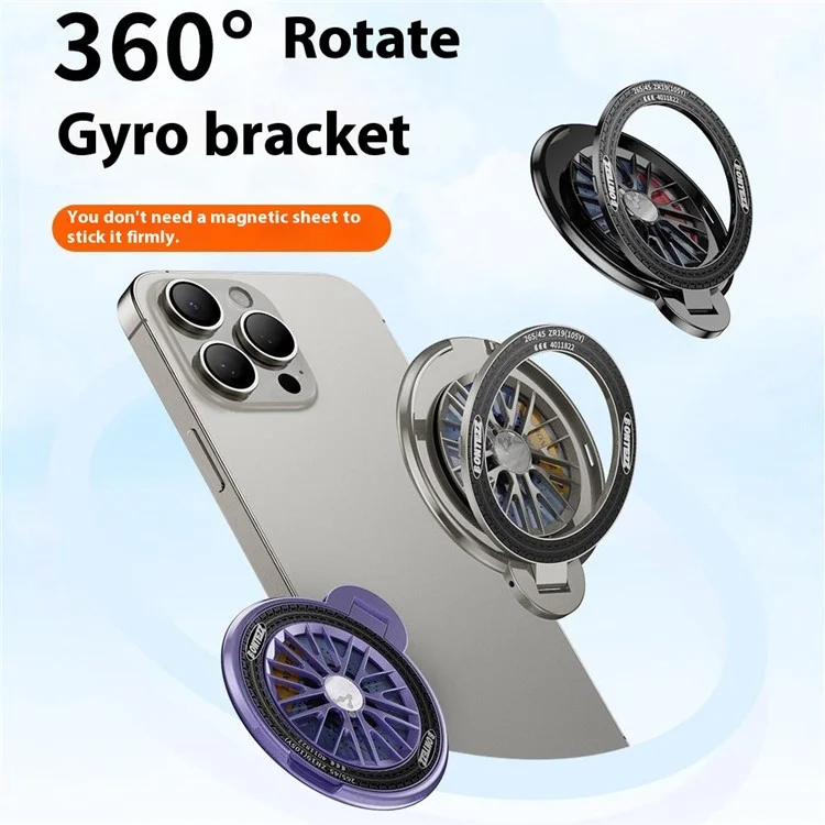 Magnetic Phone Stand Stress-Relief Cell Phone Holder Phone Grip Finger Loop Kickstand - Titanium Grey