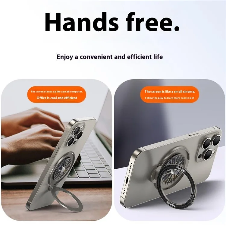 Magnetic Phone Stand Stress-Relief Cell Phone Holder Phone Grip Finger Loop Kickstand - Titanium Grey