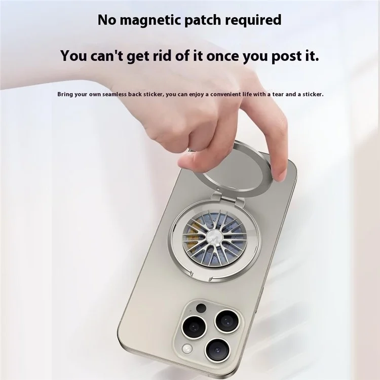 Magnetic Phone Stand Stress-Relief Cell Phone Holder Phone Grip Finger Loop Kickstand - Titanium Grey