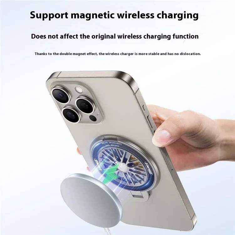 Magnetic Phone Stand Stress-Relief Cell Phone Holder Phone Grip Finger Loop Kickstand - Titanium Grey
