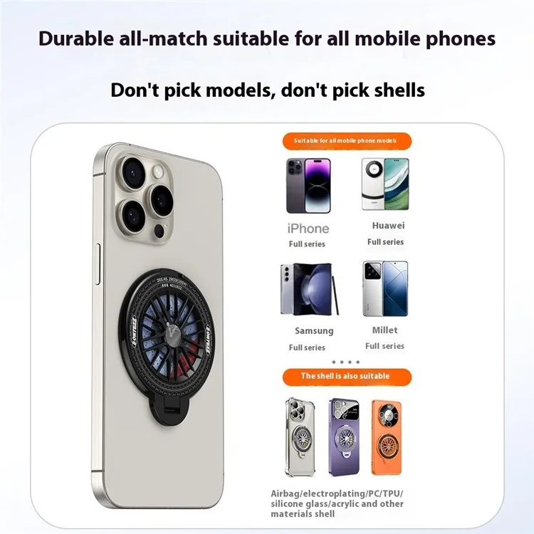 Magnetic Phone Stand Stress-Relief Cell Phone Holder Phone Grip Finger Loop Kickstand - Titanium Grey