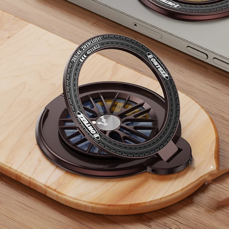 Magnetic Phone Stand Stress-Relief Cell Phone Holder Phone Grip Finger Loop Kickstand - Burgundy Red