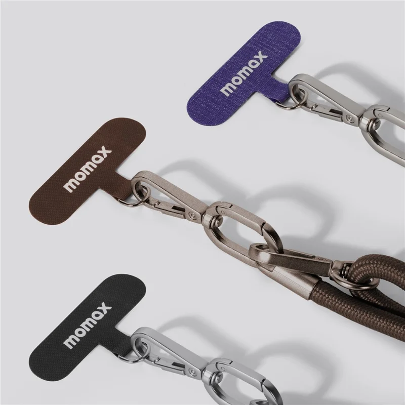 MOMAX Cordon 150cm Lanière de Téléphone Tressée Ajustable Anti-Perte avec Attache de Sécurité pour Téléphone Portable - Noir