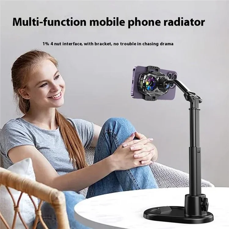 K19 Mobile Phone Cooler Fan Radiator with Digital Display  /  Dual Fans  /  RGB Lighting  /  Adjustable Speed - Black