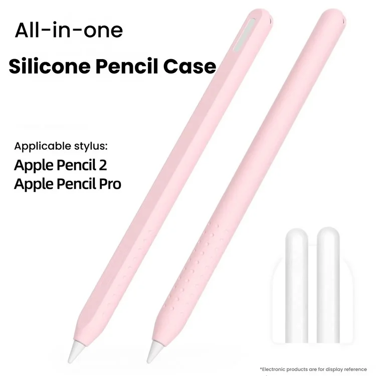 For Apple Pencil (2nd Generation) Integrated Stylus Case Silicone Protective Cover - Pink