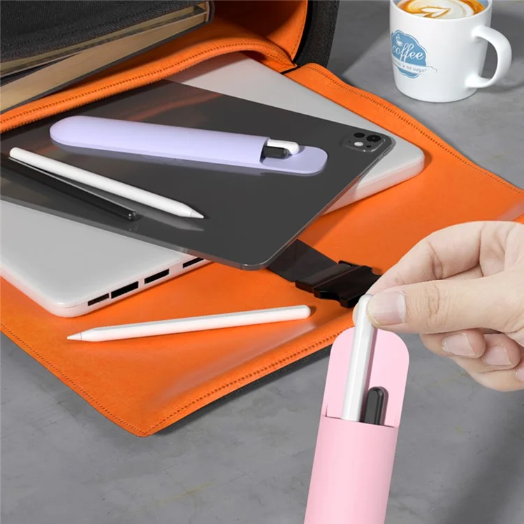 Universal Silicone Stylus Storage Case Compact Portable Waterproof Dustproof Scratch Resistant Pencil Bag - Pink