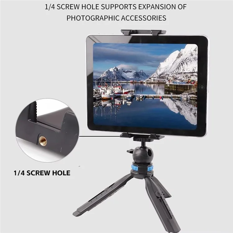 F088 Morsetto per Tablet Large con Slitta Porta Accessori da 23 cm, Supporto Universale Multiuso per Telefoni e Tablet