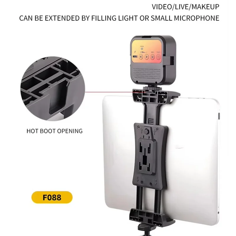 F088 Morsetto per Tablet Large con Slitta Porta Accessori da 23 cm, Supporto Universale Multiuso per Telefoni e Tablet