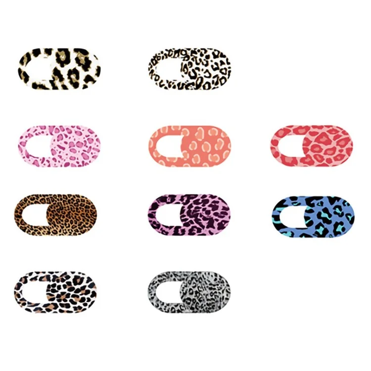 10 Piezas/Juego de Cubierta de Cámara Web con Estampado de Leopardo Estilista, Protección de Privacidad para Portátil, Tableta, Teléfono, Pegatina Deslizante para Cámara