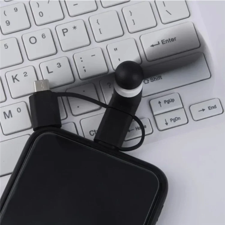 Микро USB / Type-C / 8-контактный 3 в 1 мини-вентилятор для охлаждения смартфона и ноутбука - черный