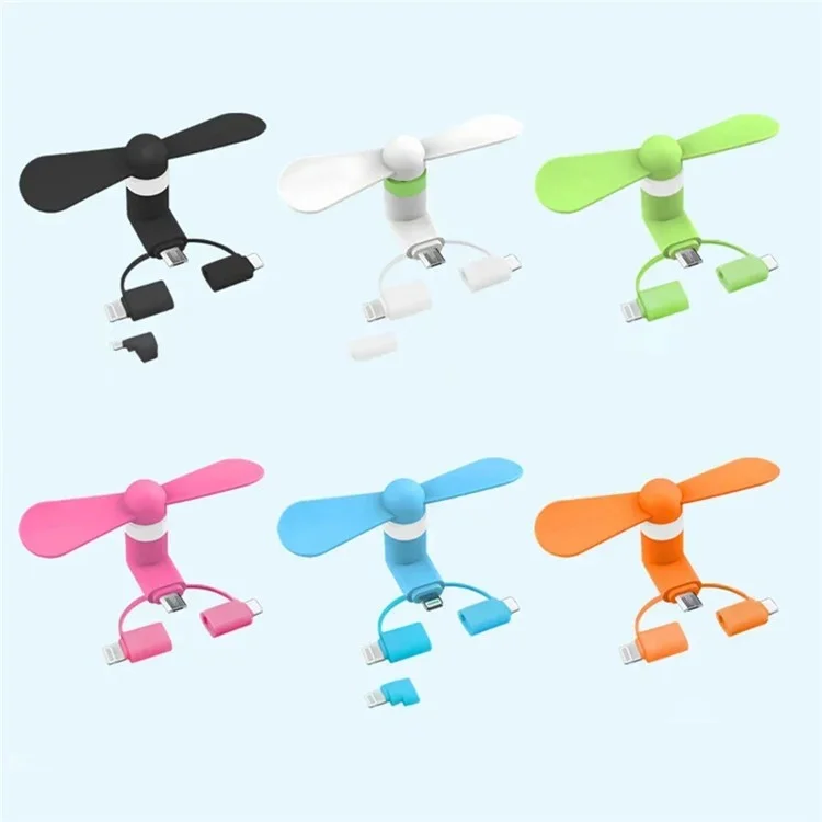 Micro USB / Type-C / 8Pin 3 in 1 Mini Fan Cooler Smartphone Laptop Portable Cooling Fan - Orange