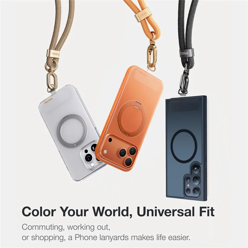 TORRAS 14 - 29.1 inches Adjustable Phone Lanyard Crossbody Strap Hands-Free Wearable Accessory with Tether Tab - Orange
