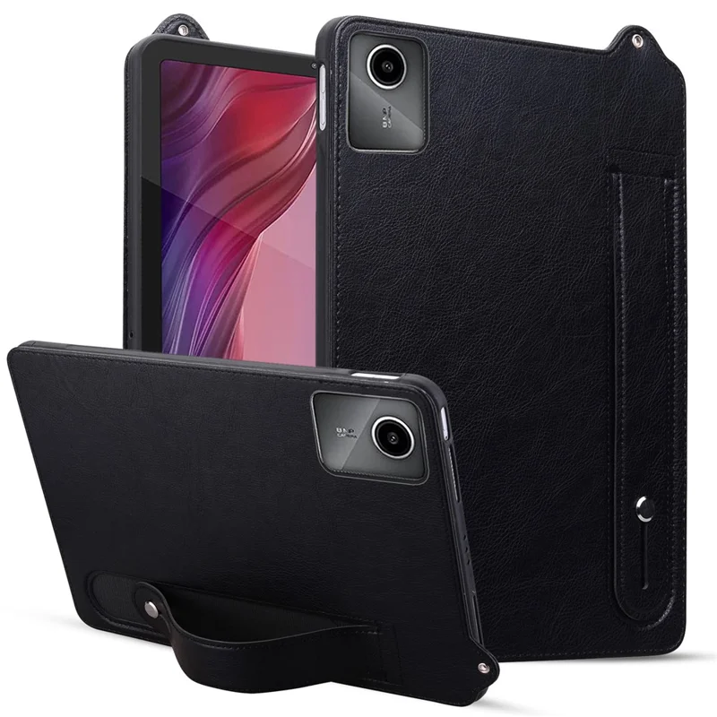 Para Lenovo Xiaoxin Pad 11 2025 / Tab K11 Gen 2TB336 / Tab M11 Capa com Alça de Mão, Suporte e Couro - Preto