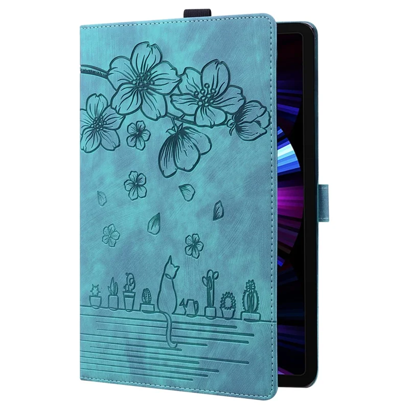 Pour Lenovo Xiaoxin Pad 11 2025 / Tab K11 Génération 2 TB336 / Tab M11 Étui avec Emplacements pour Cartes Support de Tablette en Cuir Housse Rabat - Chat Fleuri - Vert