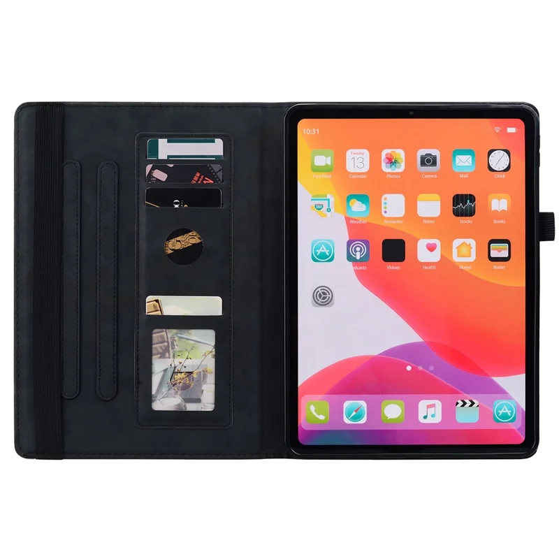 Für Lenovo Xiaoxin Pad 11 2025 / Tab K11 Gen 2 TB336 / Tab M11 Tablet-Hülle mit Kartenfächern Blumenmuster - Schwarz