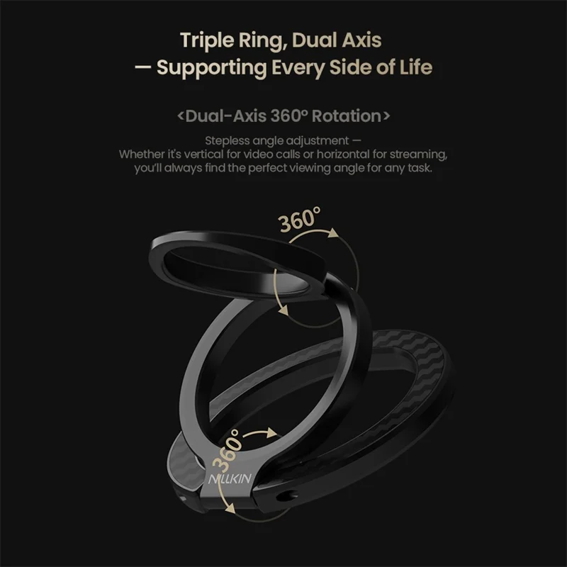 NILLKIN Magnetic Ring Kickstand Slim Aramid Fiber Aerospace Aluminum Multi Angle Adjustable Holder