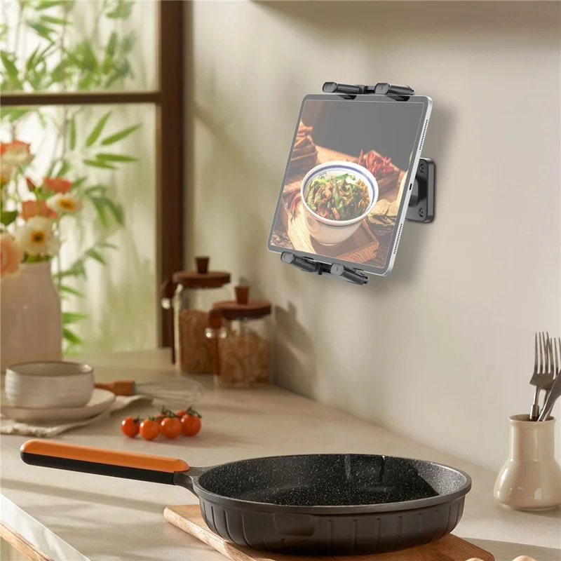 QB01 Universal Wall Mount Holder 4.7-15 Inch Phone Tablet 360 Degree Rotation Kitchen Bathroom Bracket