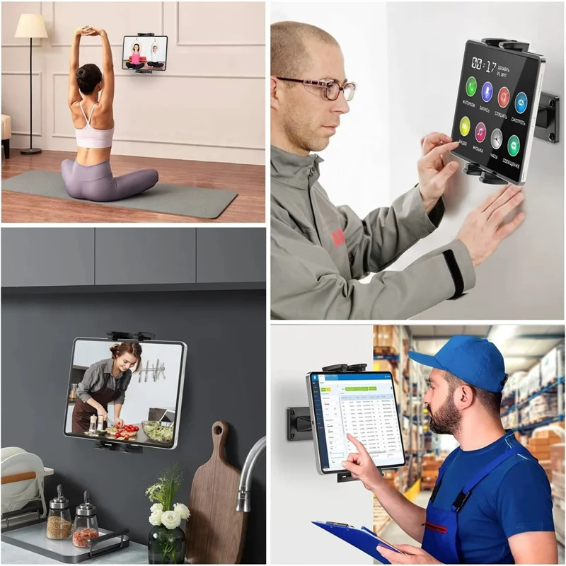 QB01 Universal Wall Mount Holder 4.7-15 Inch Phone Tablet 360 Degree Rotation Kitchen Bathroom Bracket