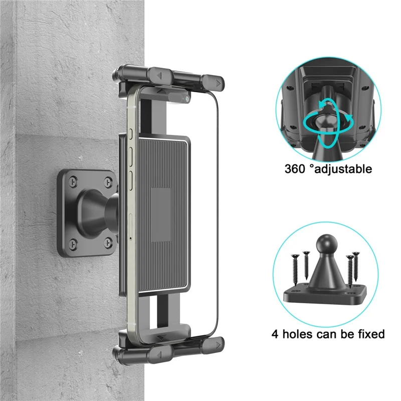 QB01 Universal Wall Mount Holder 4.7-15 Inch Phone Tablet 360 Degree Rotation Kitchen Bathroom Bracket