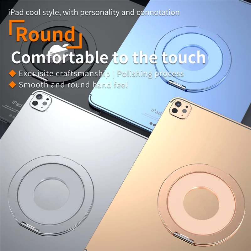 360 Degree Rotating Aluminum Alloy Stand Adhesive Adjustable Phone Tablet Kickstand - Black