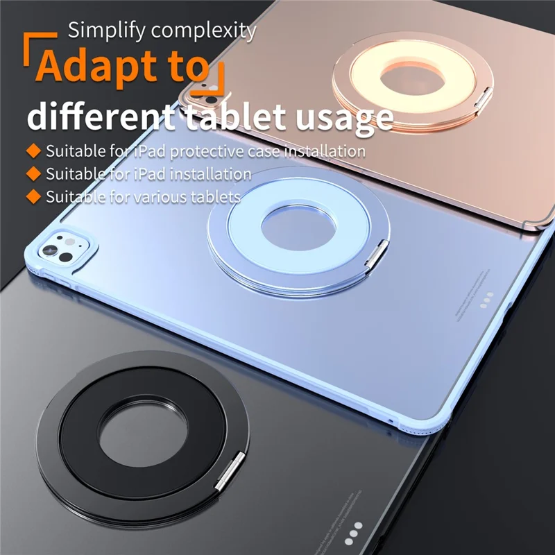 360 Degree Rotating Aluminum Alloy Stand Adhesive Adjustable Phone Tablet Kickstand - Black