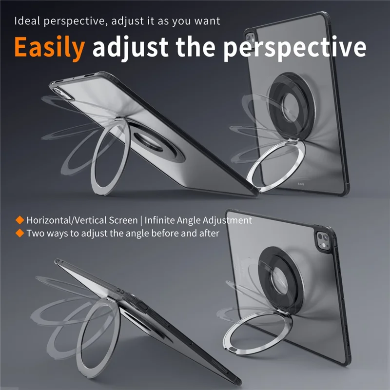 360 Degree Rotating Aluminum Alloy Stand Adhesive Adjustable Phone Tablet Kickstand - Black