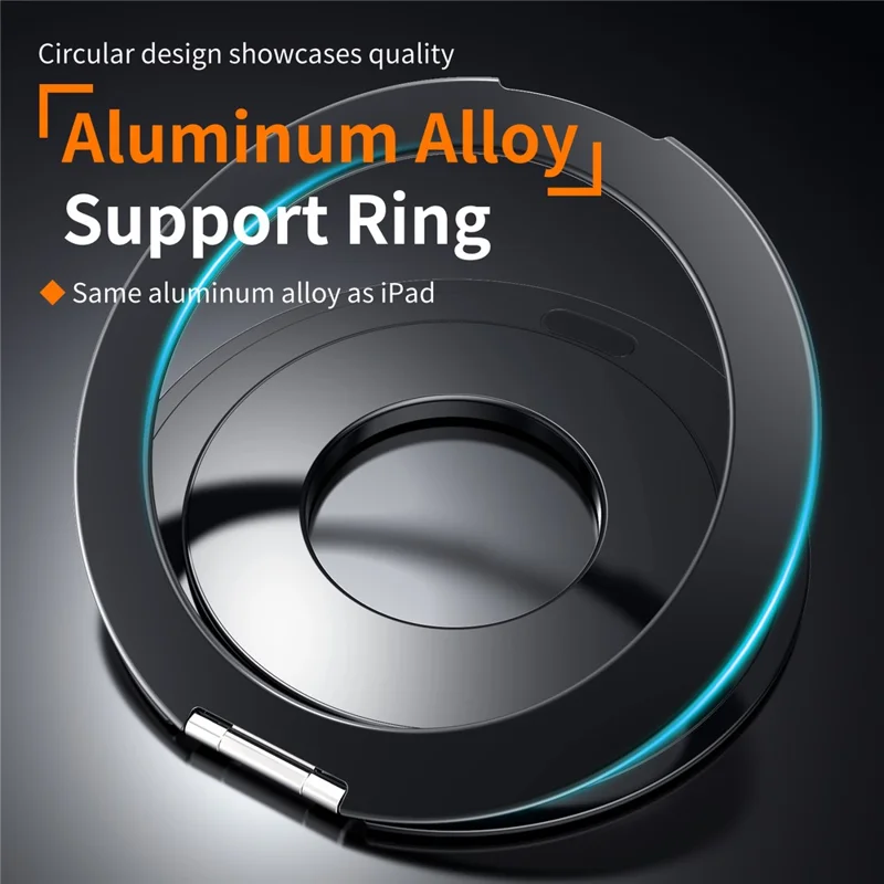 360 Degree Rotating Aluminum Alloy Stand Adhesive Adjustable Phone Tablet Kickstand - Black