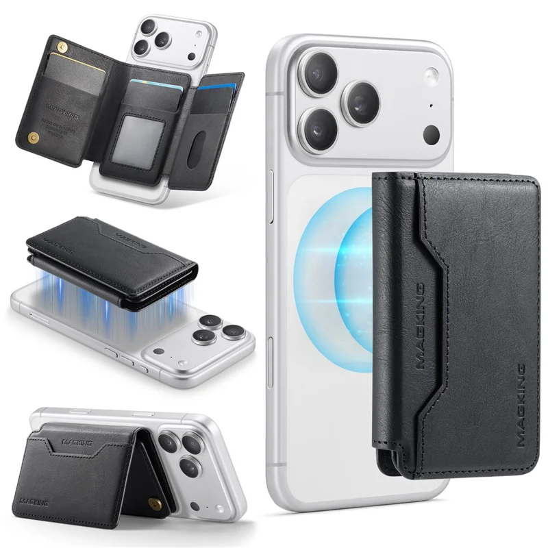 MAGKING K3 PRO Magnetic Detachable Phone Card Holder Kickstand RFID Blocking 6 Card Slots - Black