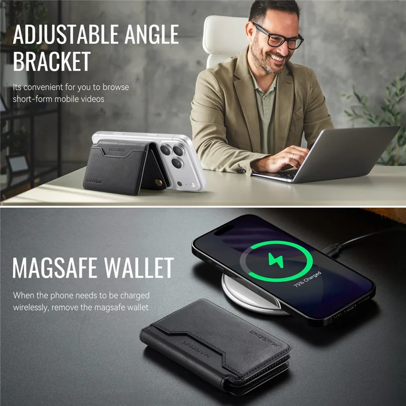 MAGKING K3 PRO Magnetic Detachable Phone Card Holder Kickstand RFID Blocking 6 Card Slots - Black