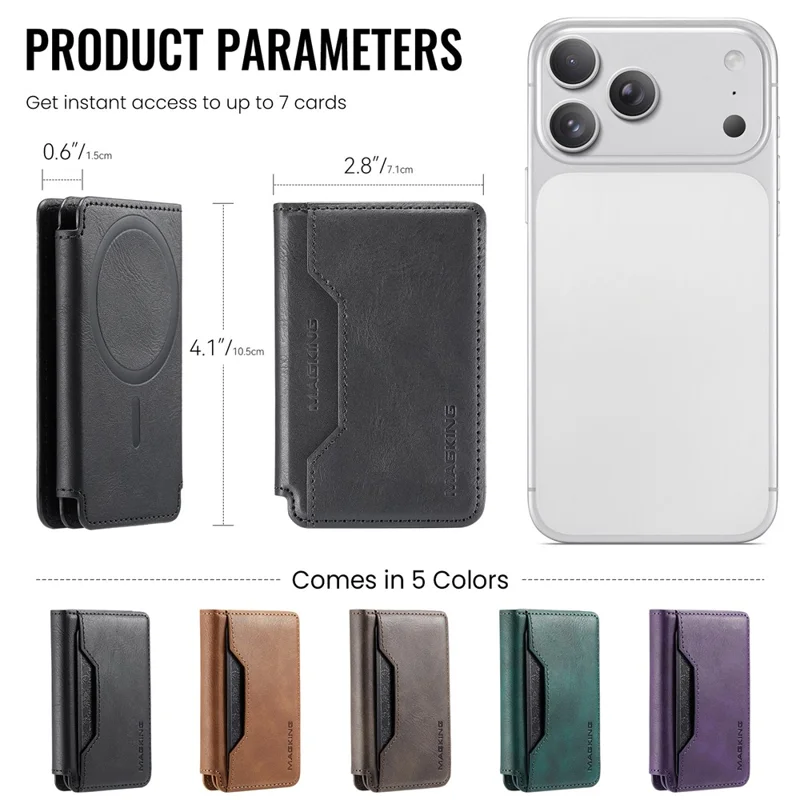 MAGKING K3 PRO Magnetic Detachable Phone Card Holder Kickstand RFID Blocking 6 Card Slots - Black
