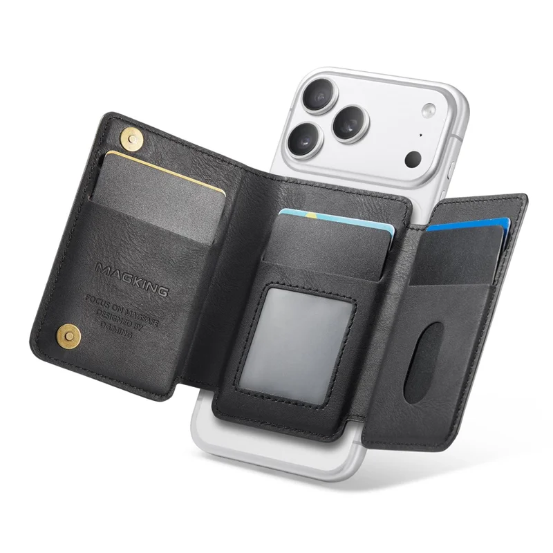MAGKING K3 PRO Magnetic Detachable Phone Card Holder Kickstand RFID Blocking 6 Card Slots - Black