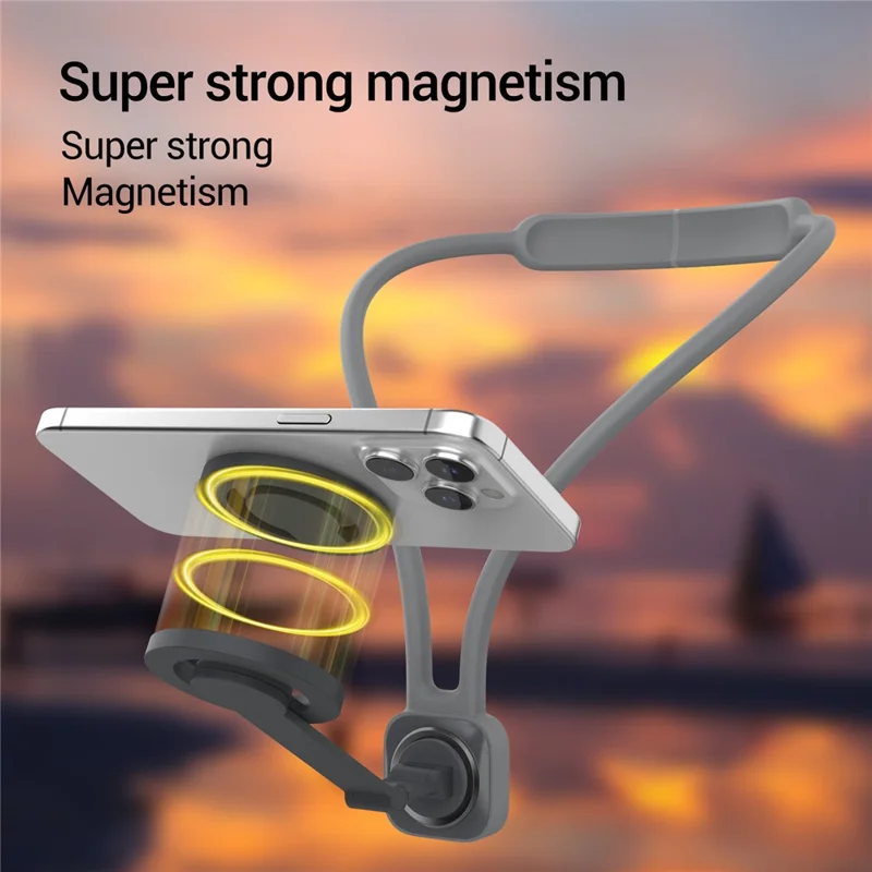 K08-2M Magnetic Neck Phone Holder 360 Degree Rotation Phone Neck Mount Hand Free POV - Grey