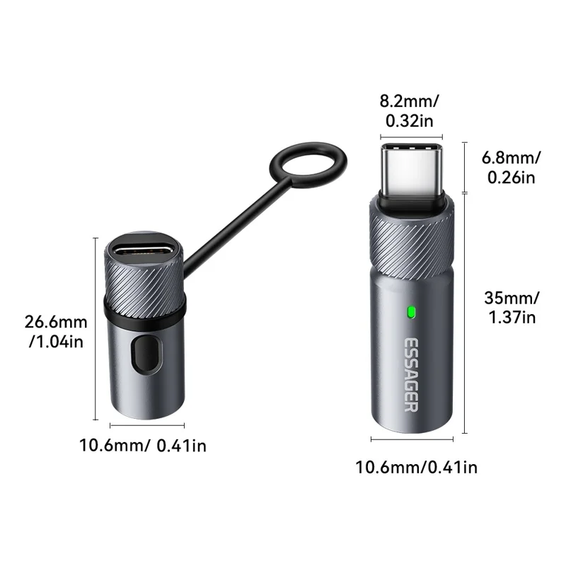 ESSAGER Aluminum Alloy Type-C Cigarette Lighter Tungsten Wire Heating Auto Shut Off - Type-C Male Connector