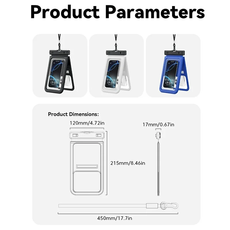 ESSAGER Dual Pocket IPX8 Waterproof Phone Bag with Lanyard Underwater Clear Cellphone Case Touchscreen Dry Bag