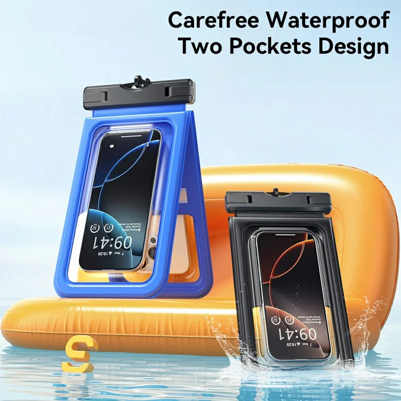 ESSAGER Dual Pocket IPX8 Waterproof Phone Bag with Lanyard Underwater Clear Cellphone Case Touchscreen Dry Bag