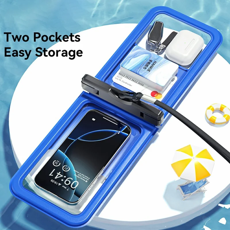 ESSAGER Dual Pocket IPX8 Waterproof Phone Bag with Lanyard Underwater Clear Cellphone Case Touchscreen Dry Bag