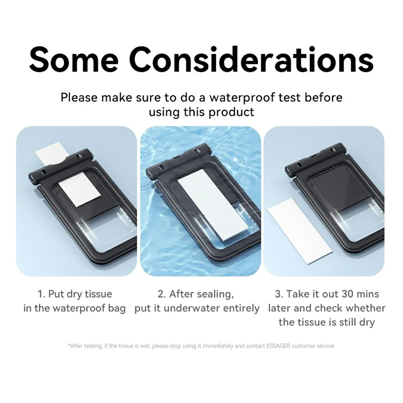 ESSAGER Dual Pocket IPX8 Waterproof Phone Bag with Lanyard Underwater Clear Cellphone Case Touchscreen Dry Bag