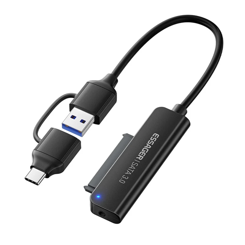 ESSAGER 5Gbps High Speed Data Transfer 2 in 1 USB 3.0  /  Type-C to SATA Adapter Cable for External Hard Drive SSD