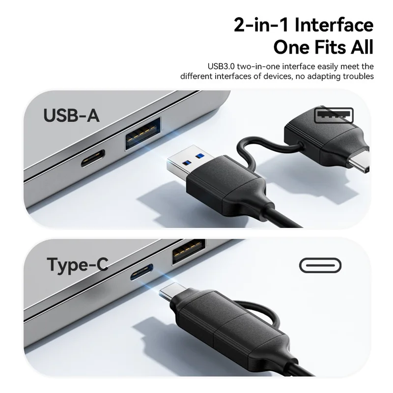 ESSAGER 5Gbps High Speed Data Transfer 2 in 1 USB 3.0  /  Type-C to SATA Adapter Cable for External Hard Drive SSD