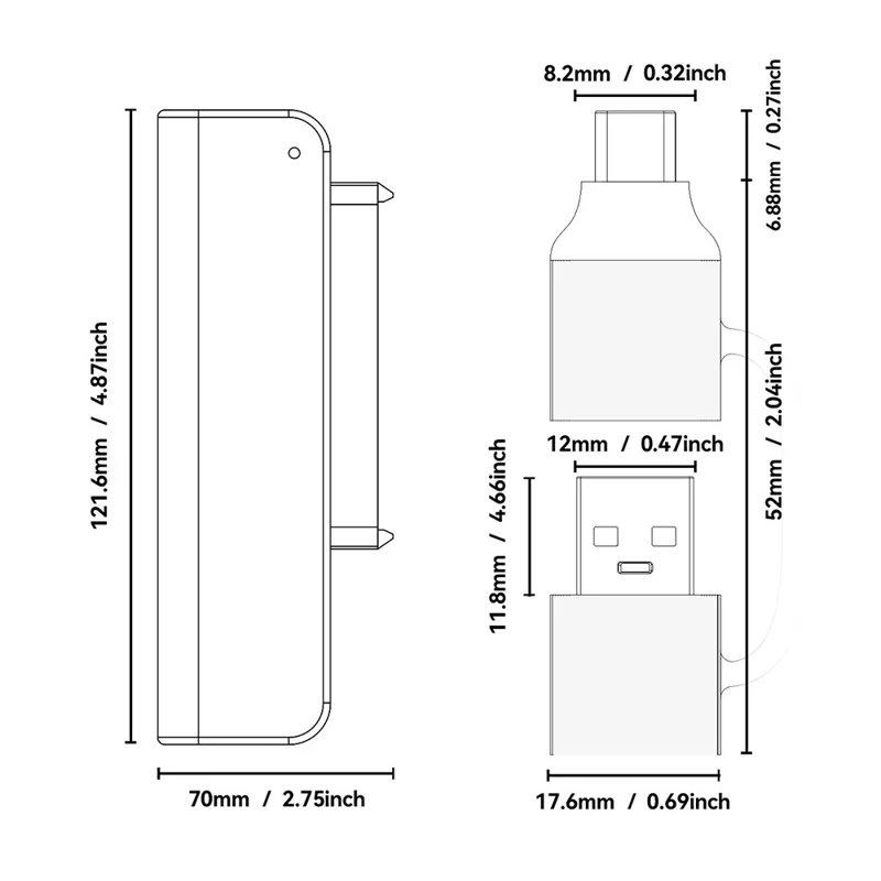 ESSAGER 5Gbps High Speed Data Transfer 2 in 1 USB 3.0  /  Type-C to SATA Adapter Cable for External Hard Drive SSD