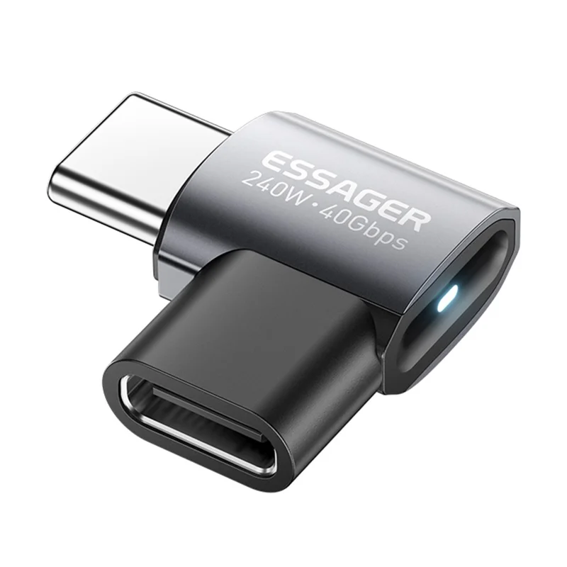 ESSAGER USB4.0 Data Adapter for Micro USB to Type-C 40Gbps Data Transfer 240W PD Fast Charging Adapter - Grey / 7-Shaped