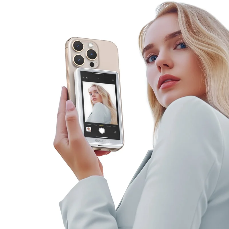 ESSAGER 4.02 inch IPS HD Magnetic Phone Selfie Monitor Screen 3 Brightness Levels Adjustable Screen Rotation - White