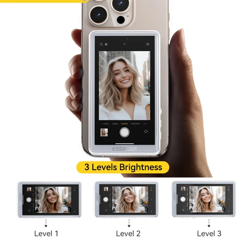 ESSAGER 4.02 inch IPS HD Magnetic Phone Selfie Monitor Screen 3 Brightness Levels Adjustable Screen Rotation - White