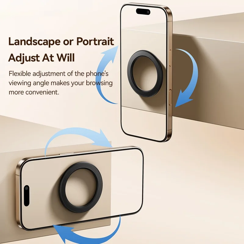 ESSAGER telefon cirkulær magnetisk ring med magnetisk plade 360° roterbar justerbar magnetisk ring stærk adsorption - Sort