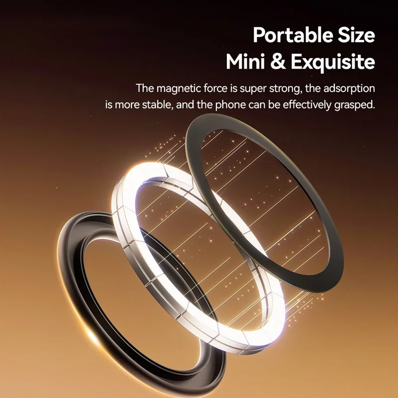 ESSAGER Phone Circular Magnetic Ring with Magnetic Sheet 360° Rotatable Adjustable Magnet Ring Strong Adsorption - Pink